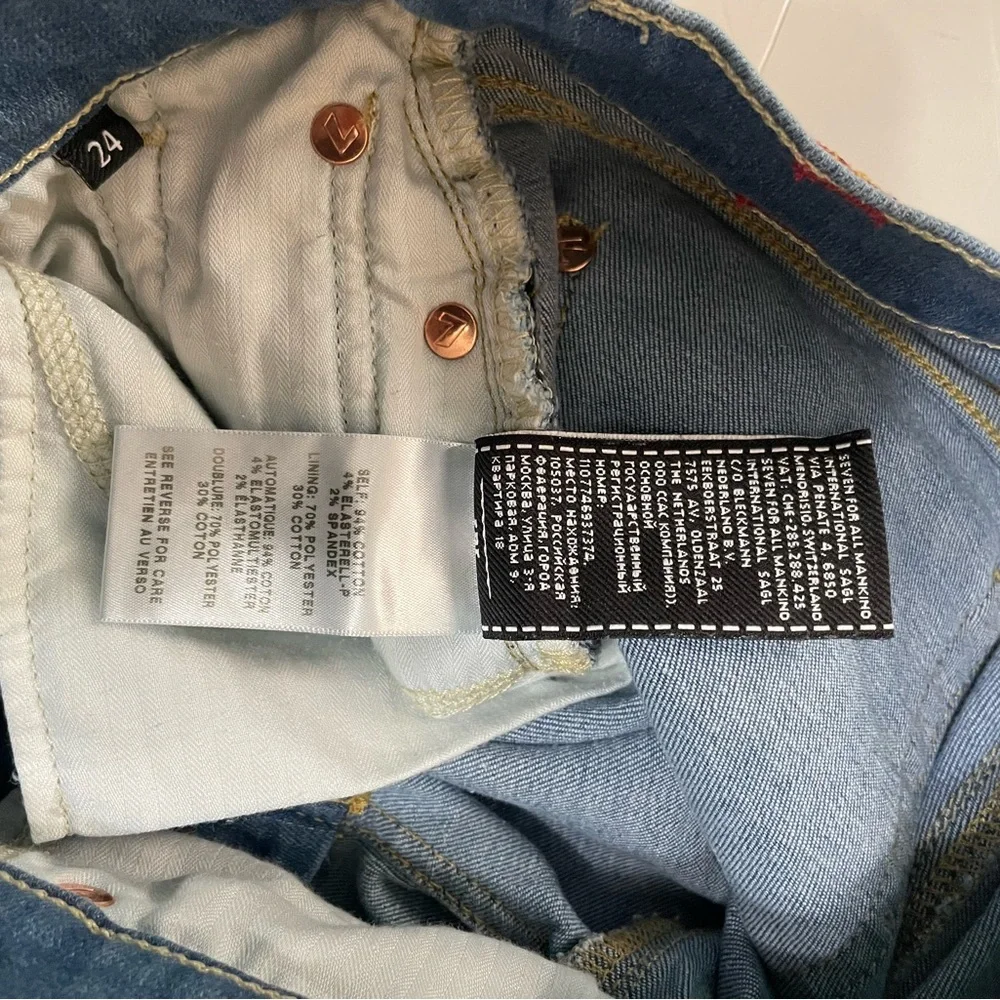 7 For All Mankind Cut Off Denim Shorts Raw Hem size 24